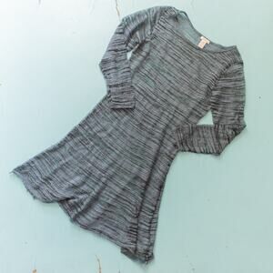 Sundance Gray Burnout Mesh Semi Sheer 3/4 Sleeve Fit Flare Dress Size Large